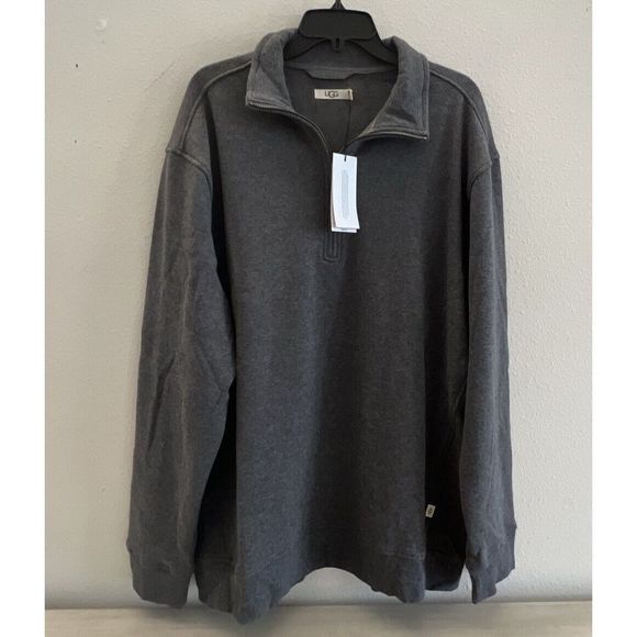 Ugg L102107 Mens Sz XL Grey Zeke Half Zip Fleece Pullover - Picture 1 of 6